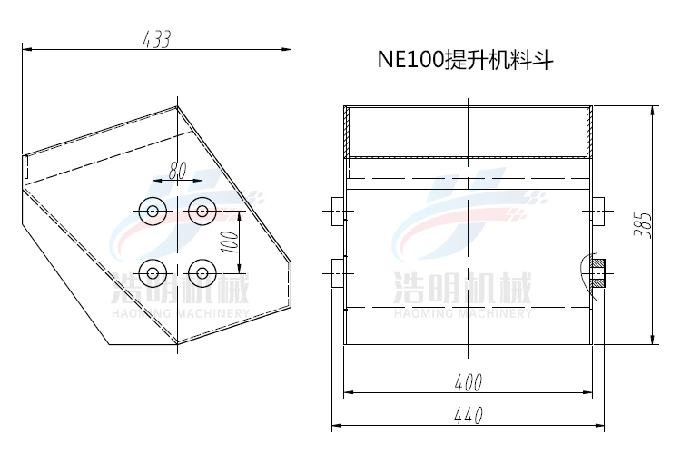 ne100提升機料斗尺寸圖紙